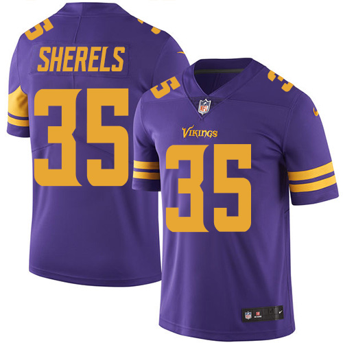 Minnesota Vikings #35 Limited Marcus Sherels Purple Nike NFL Men Jersey Rush Vapor Untouchable->women nfl jersey->Women Jersey
